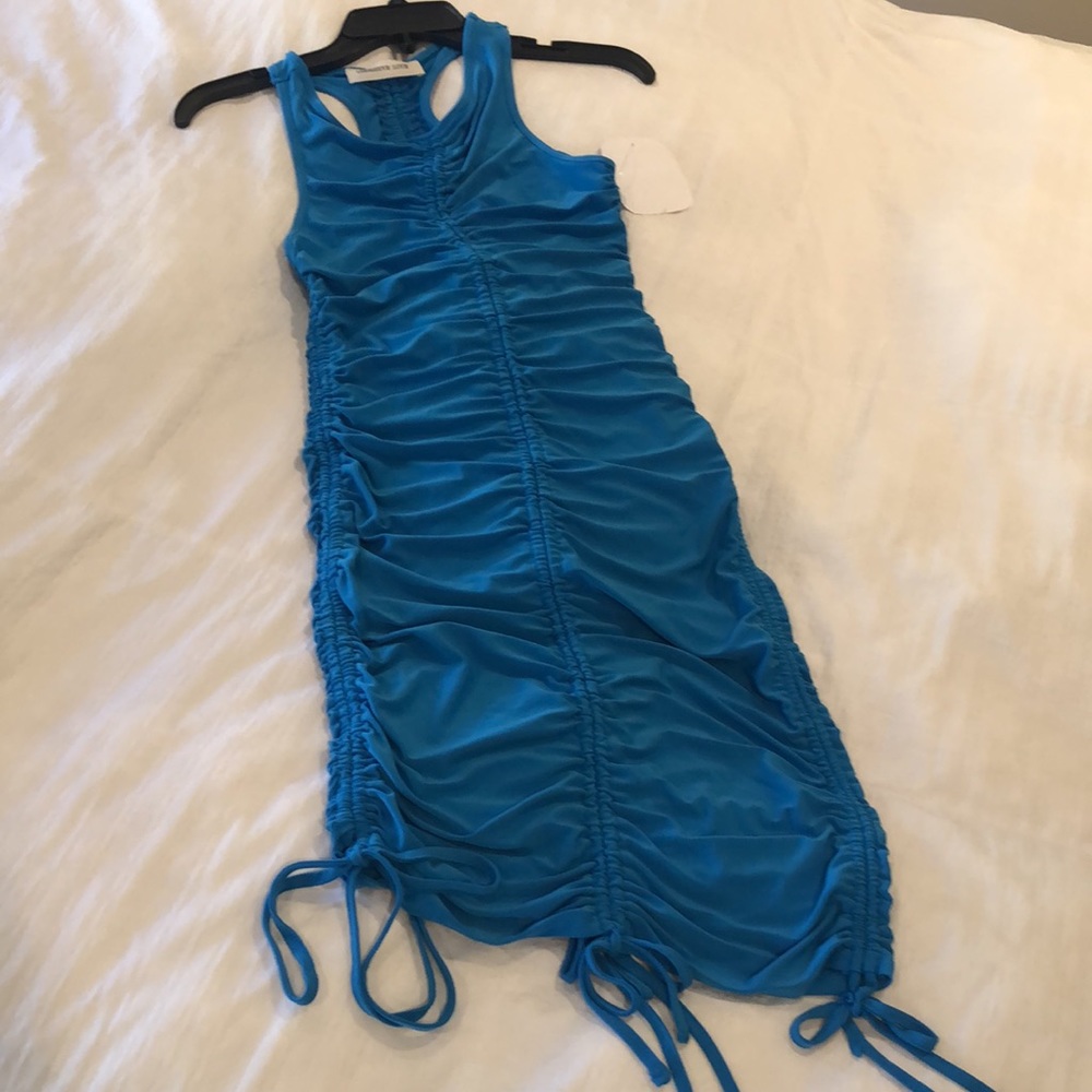 🆕Body-con Blues💙 adjustable mini to midi length rayon spandex racerback dress! M